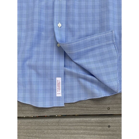 Brooks Brothers Supima Cotton French Cuff Dress Shirt Blue Micro Check 16.5-34 - Picture 5 of 13